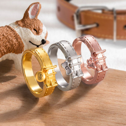 Personalized Initial Pet Collar Ring