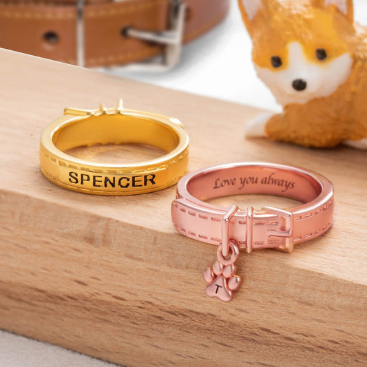 Personalized Initial Pet Collar Ring