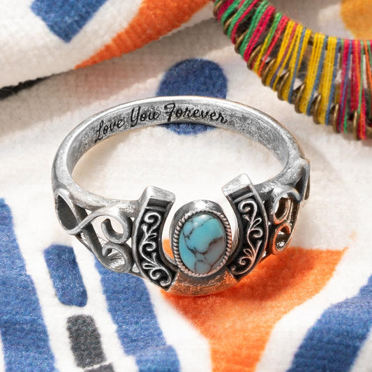 Custom Horseshoe Turquoise Ring 925 Silver