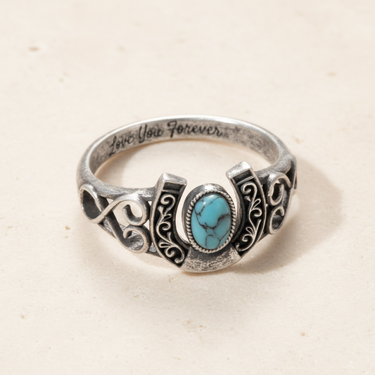 Custom Horseshoe Turquoise Ring 925 Silver