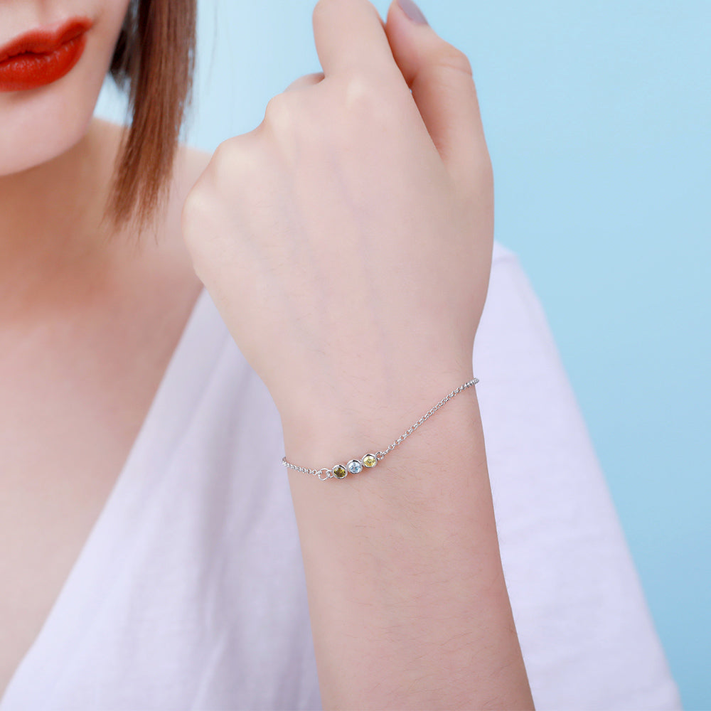 Combined Birthstone Minimalist Bracelet