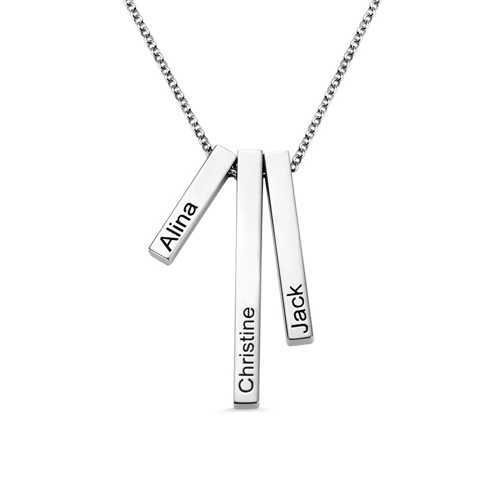 Engraved Vertical Bar Necklace