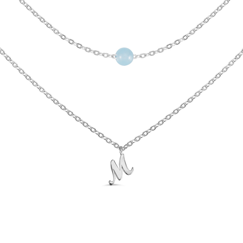 Personalized Double-Layer Initial Necklace with Birthstone