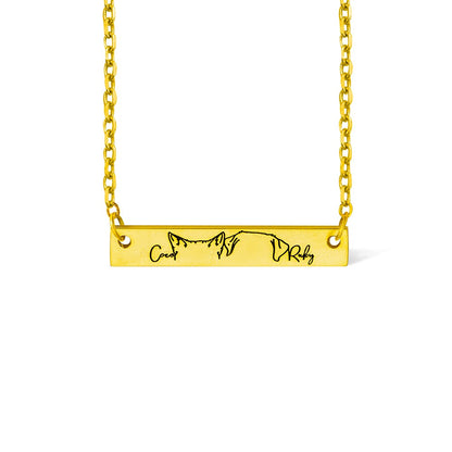 Custom Pet Ear Name Bar Necklace