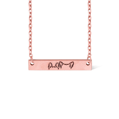 Custom Pet Ear Name Bar Necklace