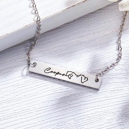 Custom Pet Ear Name Bar Necklace