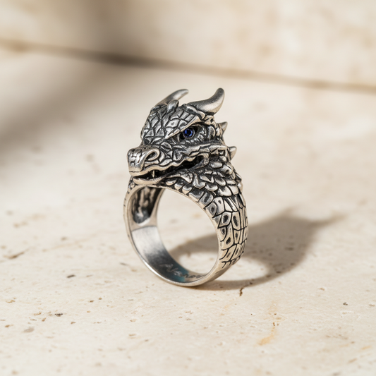 Personalized Engraved Dragon Birthstone Ring