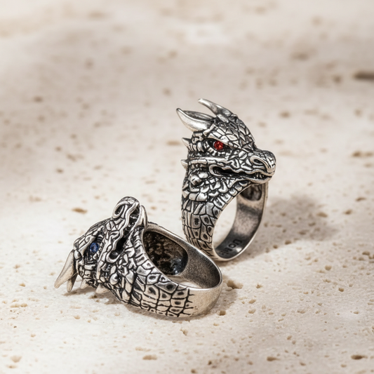 Personalized Engraved Dragon Birthstone Ring