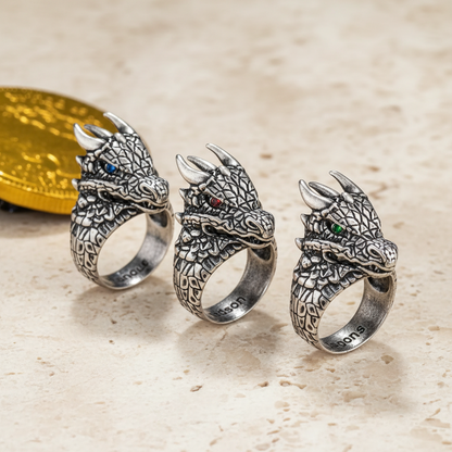 Personalized Engraved Dragon Birthstone Ring