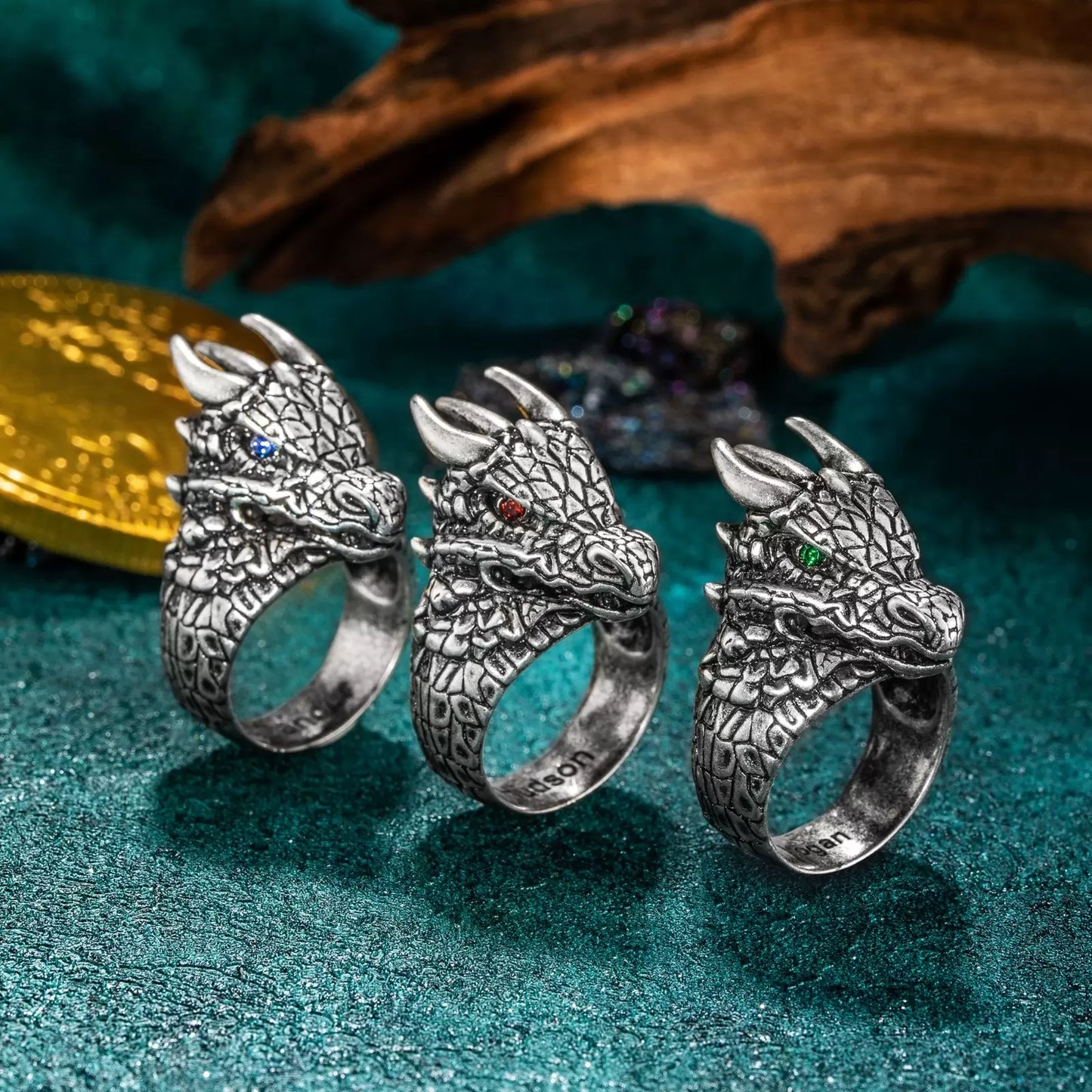 Personalized Engraved Dragon Birthstone Ring