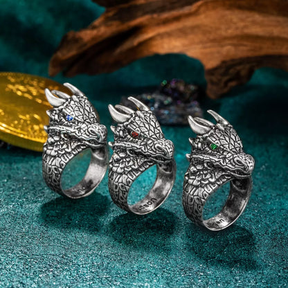 Personalized Engraved Dragon Birthstone Ring