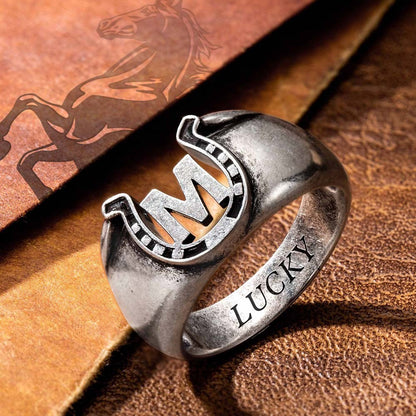 Custom Initial Engraved Horseshoe Ring