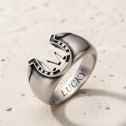 Custom Initial Engraved Horseshoe Ring
