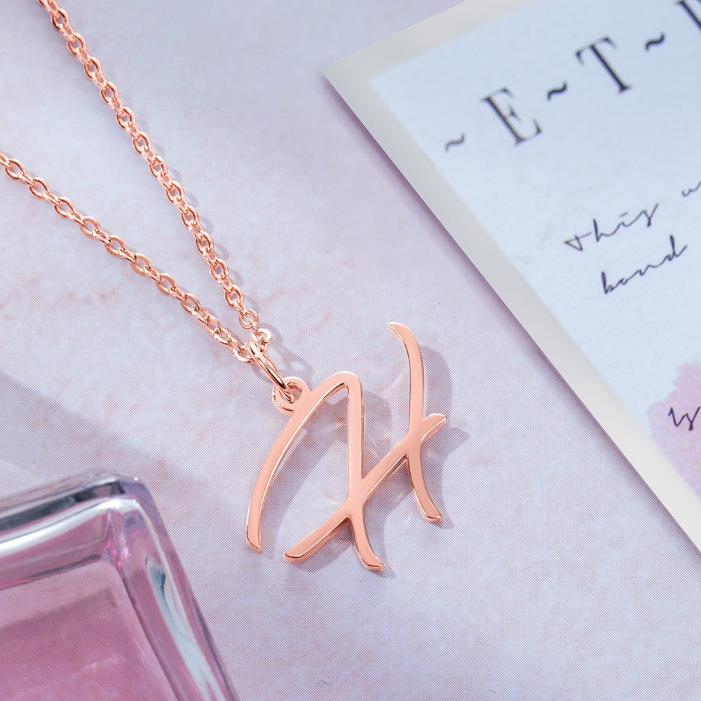 Custom Cursive Letter Necklace