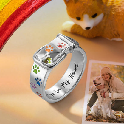 Custom Engraved Dog Collar Rainbow Ring