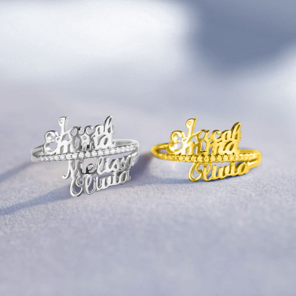 Minimalist Custom 1-6 Names Ring