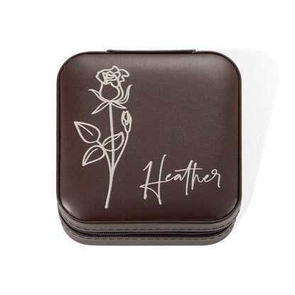 Custom Name Birth Flower Jewelry Case