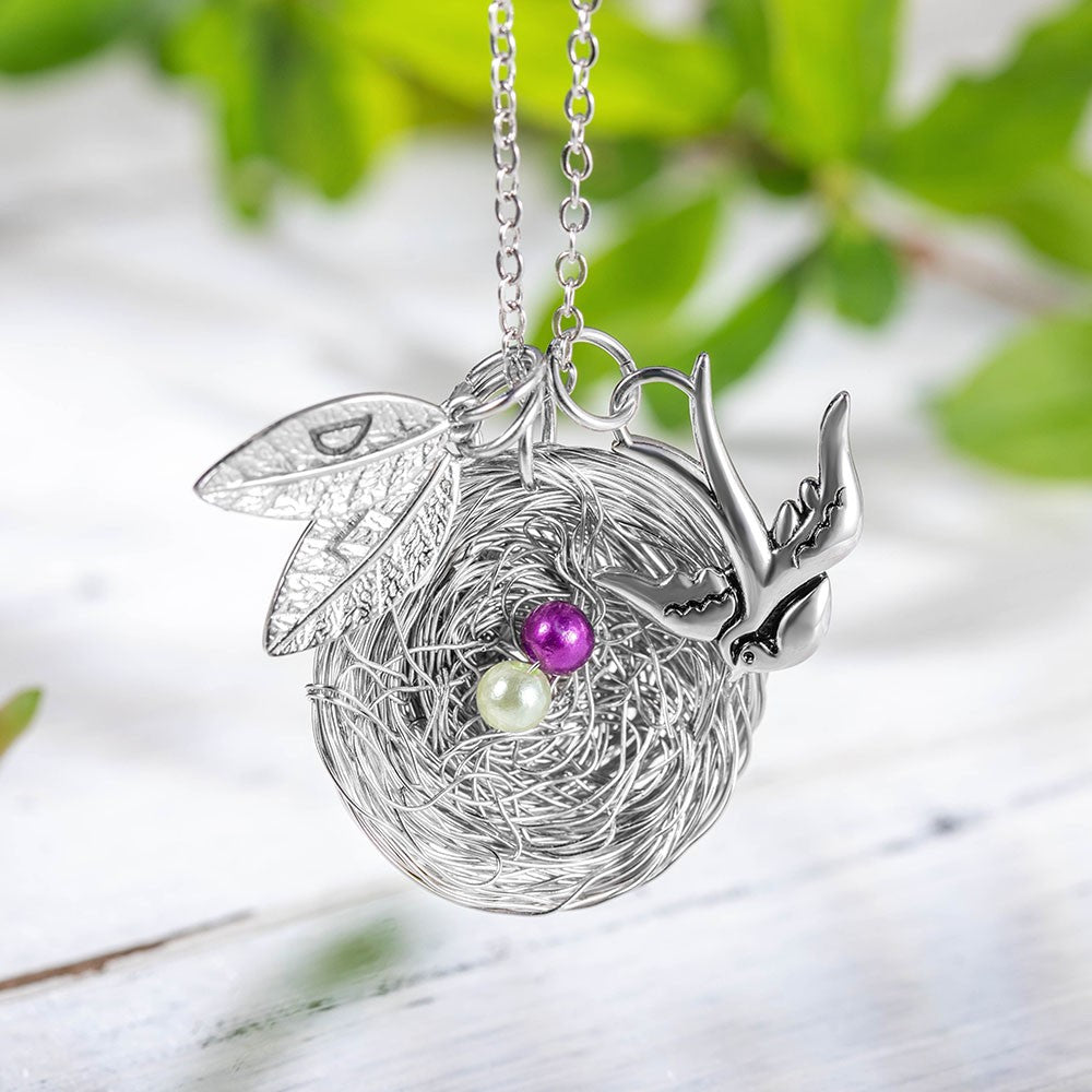 Custom Mom Bird Nest Necklace