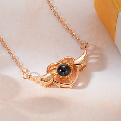 Personalized Wing Heart Projection Necklace