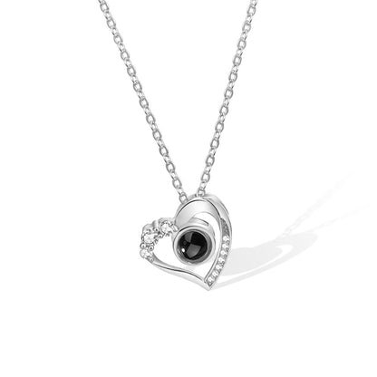 Custom Crystal Heart Photo Projection Necklace