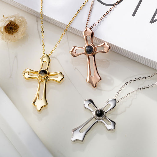 Personalized Cross Projection Necklace