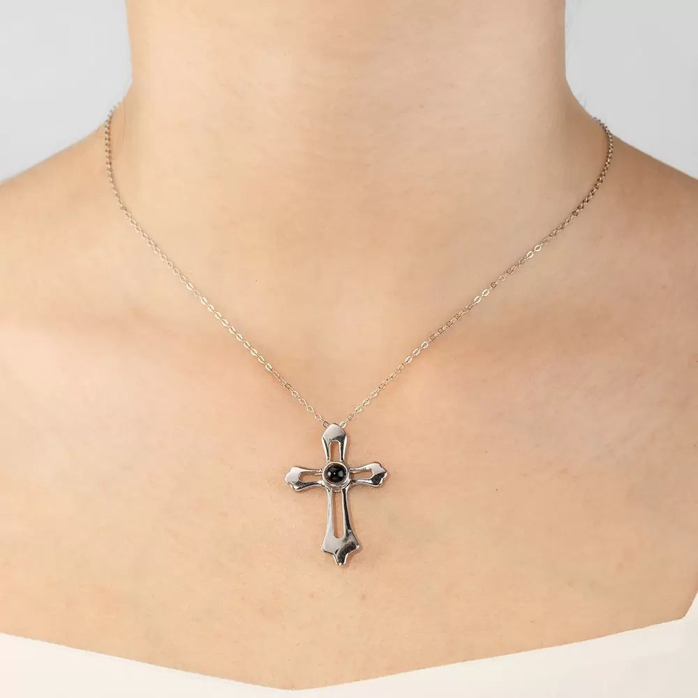 Personalized Cross Projection Necklace