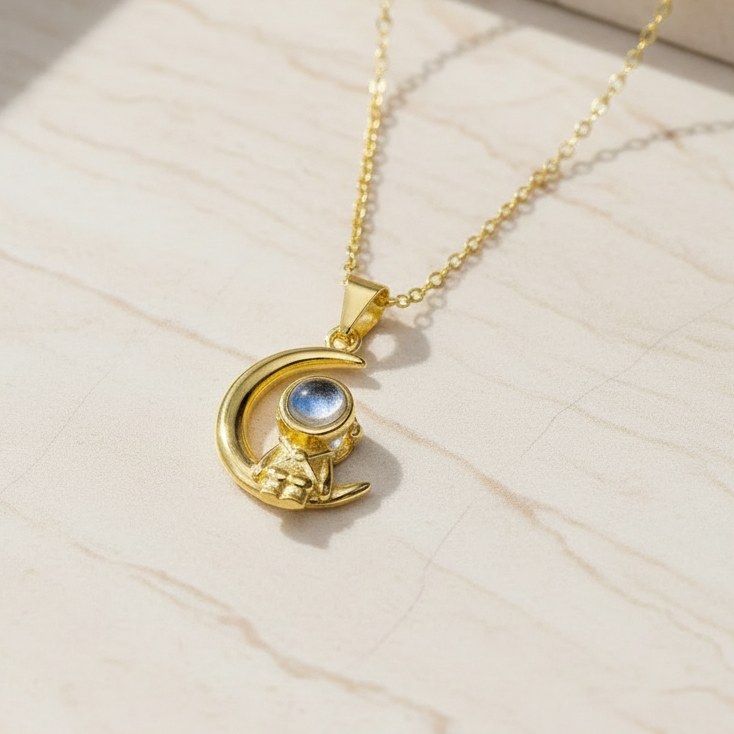 Personalized Astronaut Photo Projection Necklace