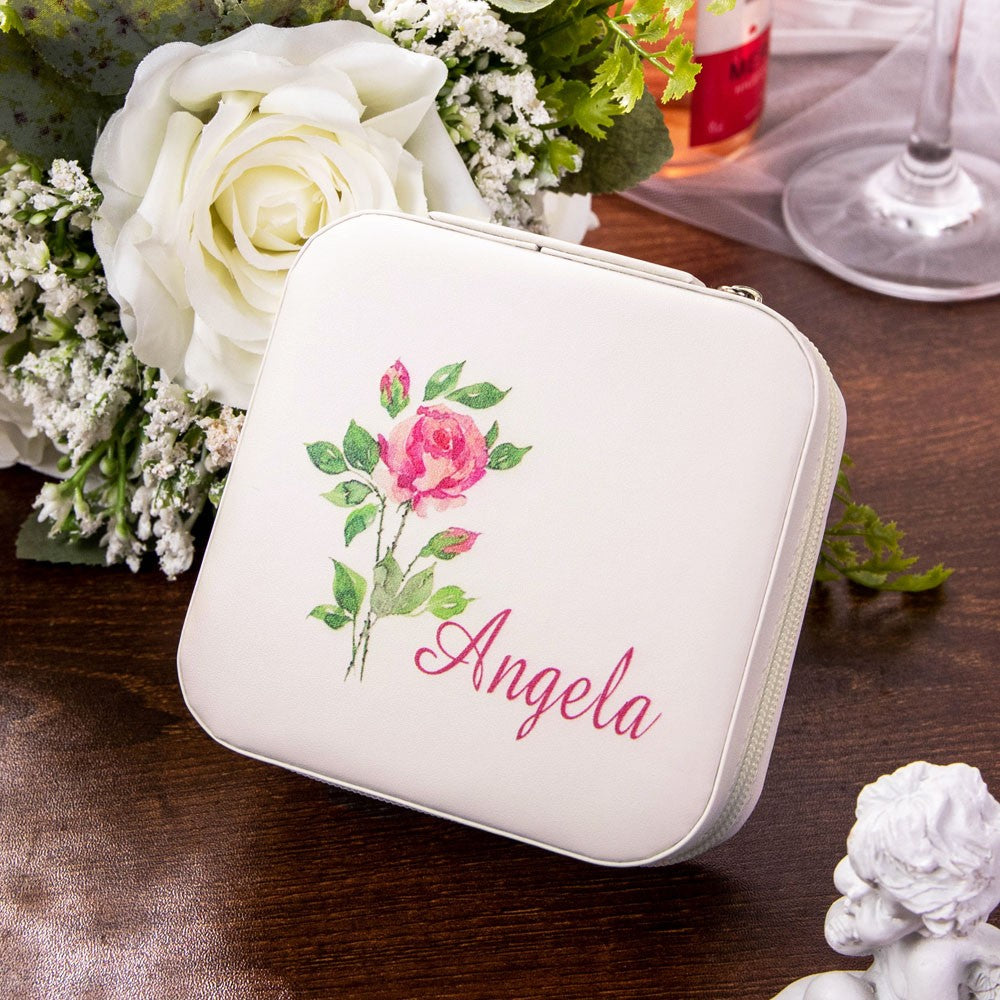 Custom Name Birth Flower Jewelry Box