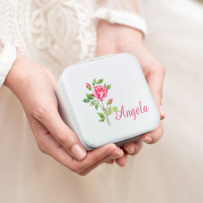 Custom Name Birth Flower Jewelry Box