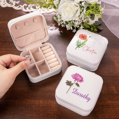 Custom Name Birth Flower Jewelry Box