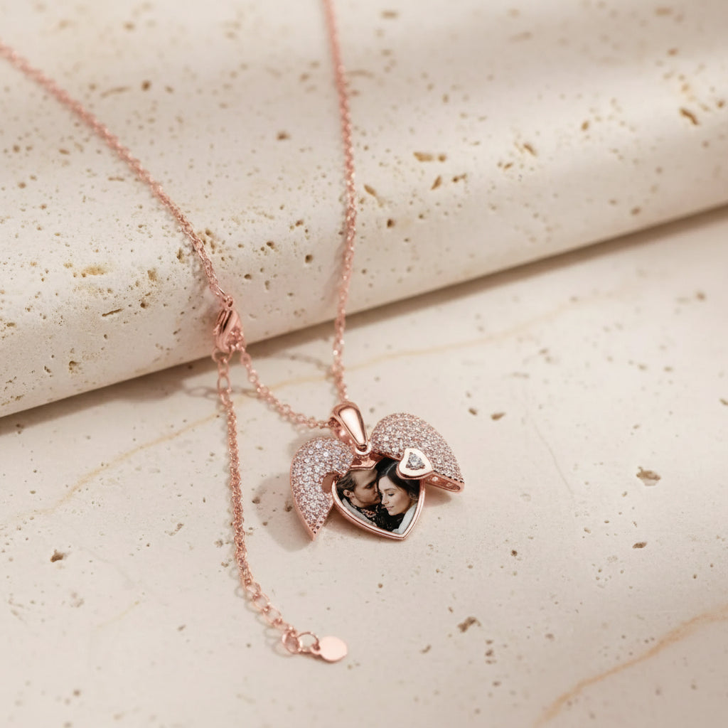 Custom Heart Photo Locket Necklace