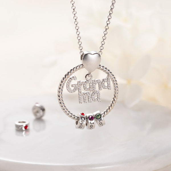 Grandma Combined Names Birthstones Necklace