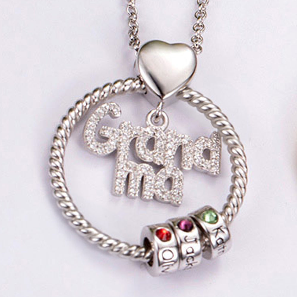 Grandma Combined Names Birthstones Necklace