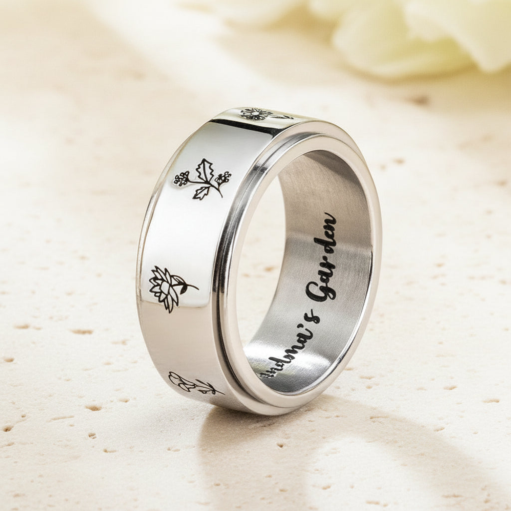 Custom Birth Flower Fidget Ring – DEVAVIDA