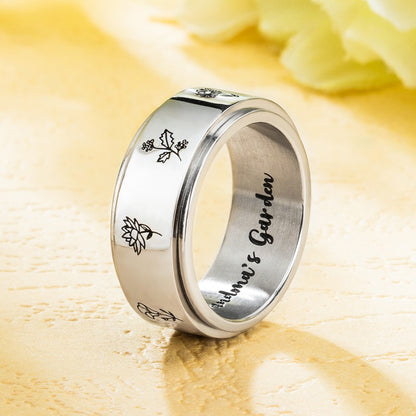 Custom Birth Flower Fidget Ring