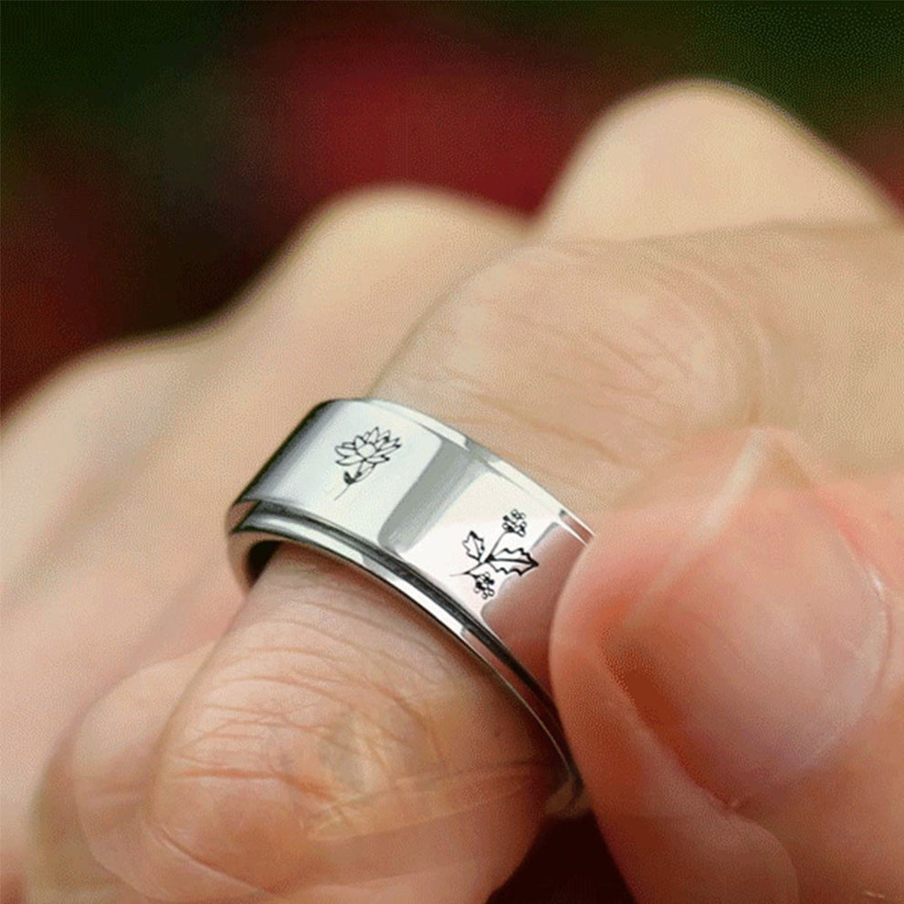 Custom Birth Flower Fidget Ring – DEVAVIDA