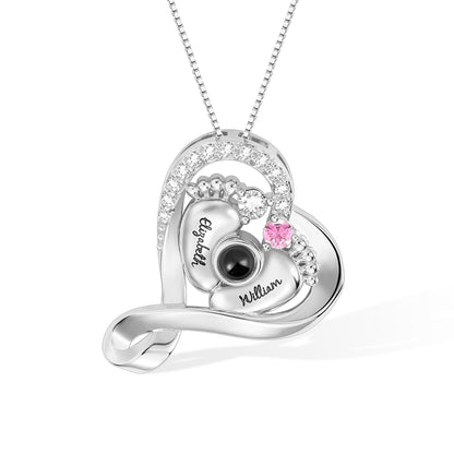 Custom Baby Feet Heart Projection Necklace