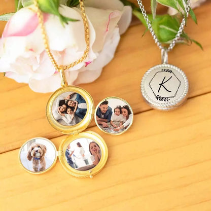 Personalized Initial 4 Photos Locket Necklace