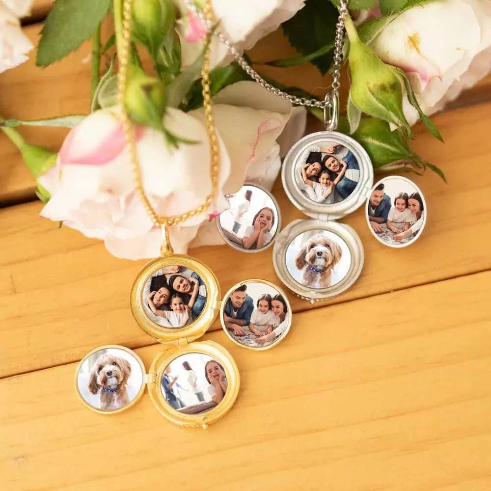 Personalized Initial 4 Photos Locket Necklace