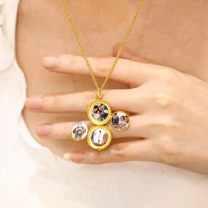 Personalized Initial 4 Photos Locket Necklace