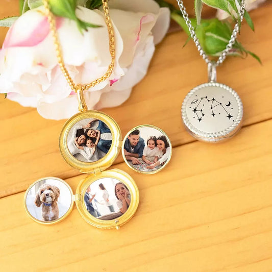 Personalized Constellation 4 Photos Locket Necklace