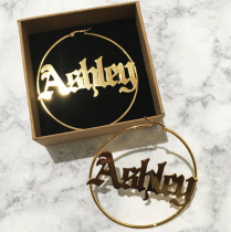 Personalized Old English Name Hoop Earrings