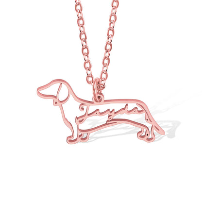 Custom Dog Silhouette Name Necklace
