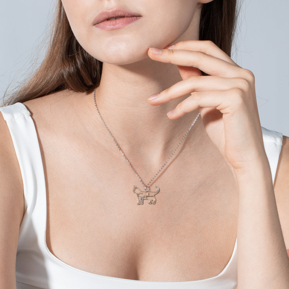 Custom Dog Silhouette Name Necklace