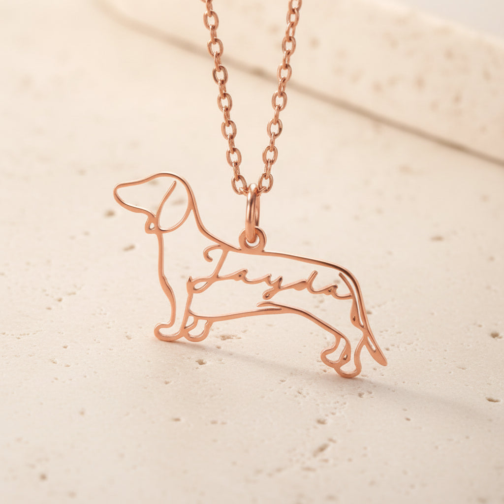 Custom Dog Silhouette Name Necklace