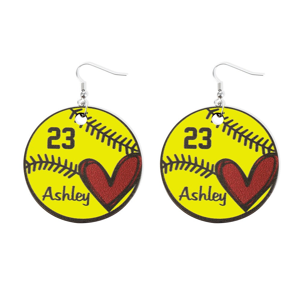 Custom Baseball Earrings with Name & Number