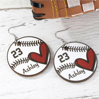 Custom Baseball Earrings with Name & Number