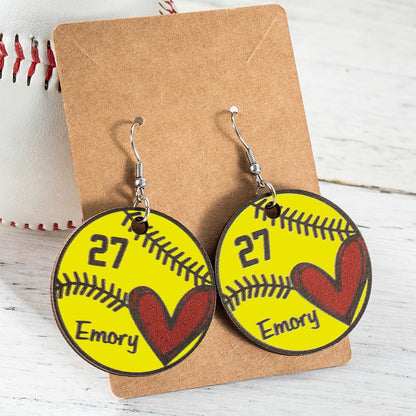 Custom Baseball Earrings with Name & Number