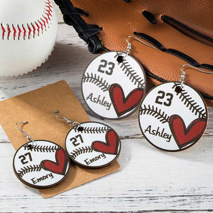 Custom Baseball Earrings with Name & Number