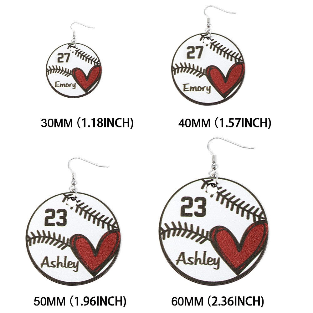 Custom Baseball Earrings with Name & Number